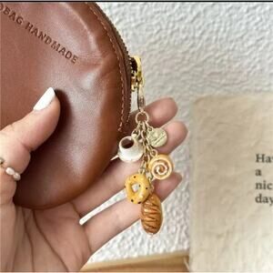 Mini Café Pastry Bag Charm | Coffee Donut Bread Croissant Key Ring NWT Gift Fun